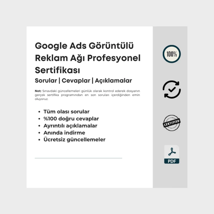 Cevapları içeren dosya Google Ads Görüntülü Reklam Ağı Profesyonel Sertifikası